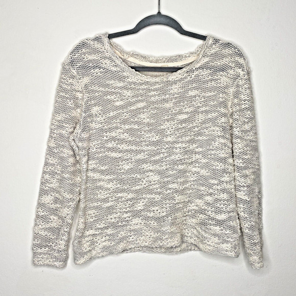 Ace Delivery Off White Cream Gray Marled Light Weight Boucle Sweater Size XS - Picture 1 of 11